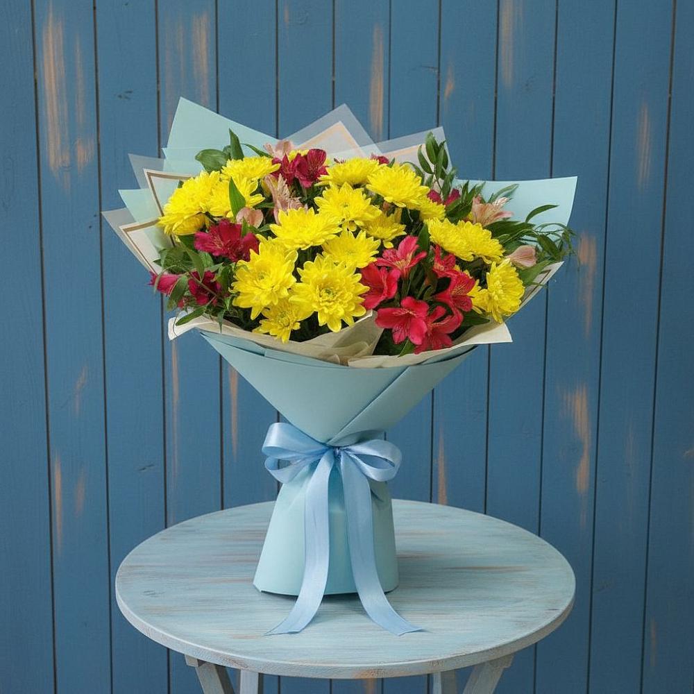 Букет цветов из: Альстромерии и Хризантемы в Советске Кировской области