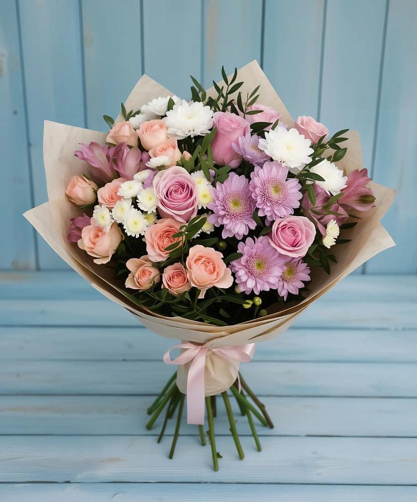 Букет цветов из: Хризантемы, Розы и Альстромерии в Советске Кировской области
