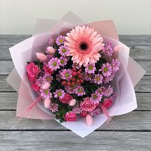 Букет цветов из:  Розы, Герберы и Хризантемы #REPLACE_PRED# Советске Кировской области