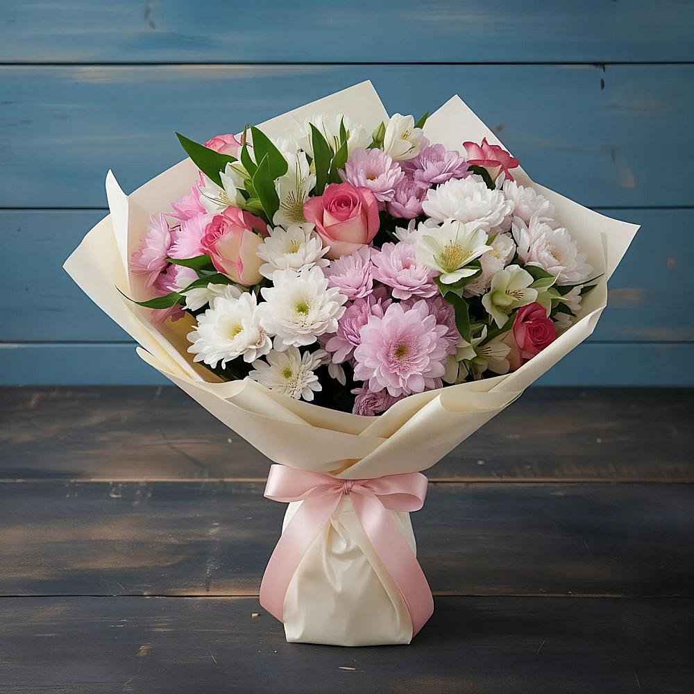 Букет цветов из: Хризантемы, Альстромерии и Розы в Советске Кировской области